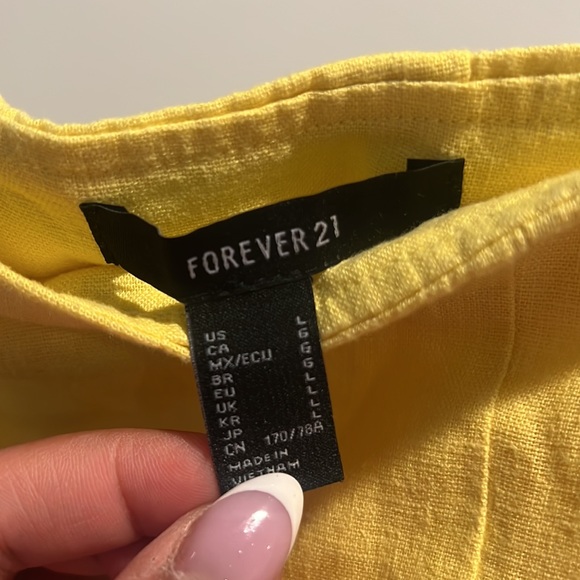 Linen blend yellow mini skirt - Picture 2 of 4